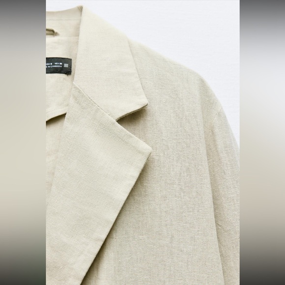 Zara linen Blend embroidered eyelets blazer - Picture 5 of 11